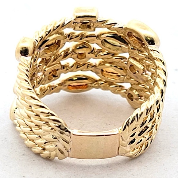 David Yurman 18K Yellow Gold Citrine & Peridot 5-Row Confetti Ring - Picture 4 of 5